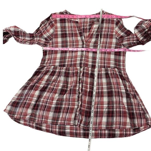 Maurices Women’s Button front Plaid Shirt Sz M Colorless Tunic Blouse - Picture 7 of 9